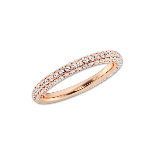 Addie 5/8 ctw Round Lab Grown Diamond Rollover Pave Wedding Band 14K Rose Gold, DE, VS1