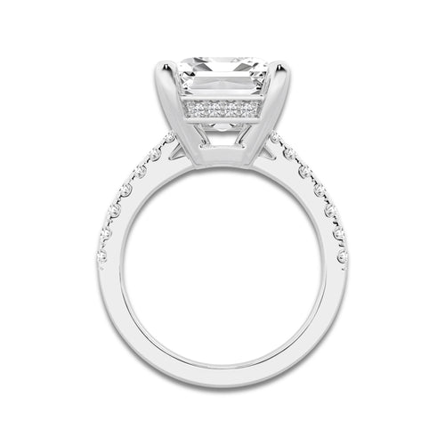 7.44 ctw Emerald Lab-Grown Diamond Hidden Halo Side Stone Engagement Ring in 18K White Gold for Women | Colorless D, VVS1 Clarity, IGI Certified 7.00 ct Center Diamond