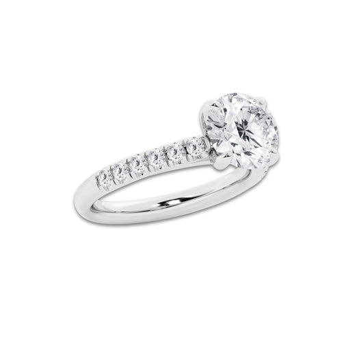 2.90 ctw Round Lab-Grown Diamond Pave Engagement Ring in 14K White Gold for Women | E Color, VS1 Clarity, IGI Certified 2.50 ct Center Diamond