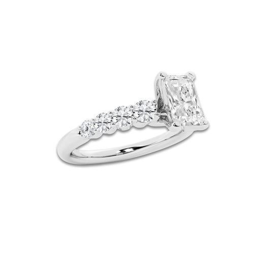 1.54 ctw Radiant Lab-Grown Diamond Side Stone Engagement Ring in 14K White Gold for Women | Colorless D, VVS1 Clarity, IGI Certified 1.00 Ct Center Diamond