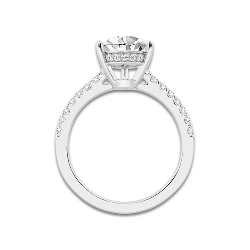 2.25 ctw Pear Lab-Grown Diamond Hidden Halo Side Stone Engagement Ring in 18K White Gold for Women | Colorless D, VVS1 Clarity, IGI Certified 2.00 ct Center Diamond