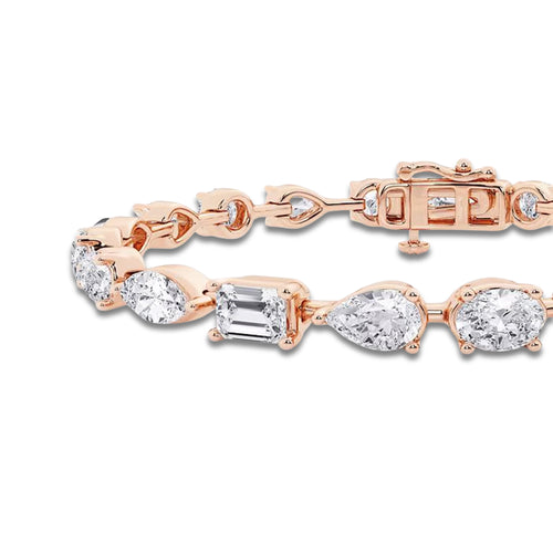 8 2/3 ctw Multi-Shape Lab Grown Diamond Alternating Bracelet 6 Inches 18K Rose Gold, DE, VS1