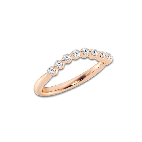 Wave 1/3 ctw Round Lab Grown Diamond Floating Diamond Wave Stackable Ring 14K Rose Gold, DE, VS1