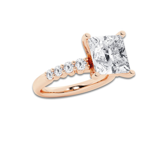 8.66 Ct Princess Lab-Grown Diamond Half Eternity Engagement Ring in 14K Rose Gold for Female, Colorless (E), VS1 Clarity | IGI Certified, 8.00 Ct Center Diamond