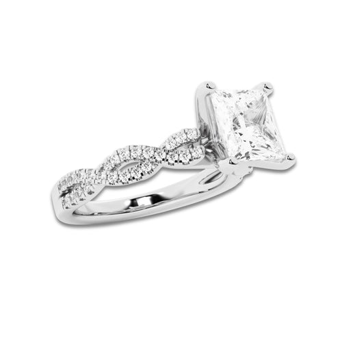 2.25 ctw Princess Lab-Grown Diamond Twisted Shank Engagement Ring in Platinum for Women | D Color, VVS1 Clarity, IGI Certified 2.00 ct Center Diamond