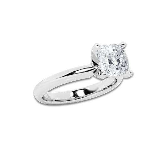 3.00 ctw Cushion Lab-Grown Diamond Minimalist Engagement Ring in 14K White Gold for Women | D Color, VVS1 Clarity, IGI Certified