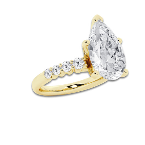 7.66 ctw Pear Lab-Grown Diamond Side Stone Engagement Ring in 14K Yellow Gold for Women | Colorless D, VVS1 Clarity, IGI Certified 7.00 Ct Center Diamond