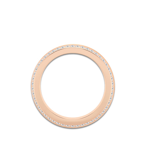 1 ctw Round Lab Grown Diamond 7mm Beveled Edge Sandblast Finish Eternity Band 14K Rose Gold, F, VS2