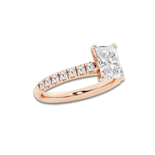 1.91 ctw Radiant Lab-Grown Diamond Pave Engagement Ring in 14K Rose Gold for Women | D Color, VVS1 Clarity, IGI Certified 1.50 ct Center Diamond