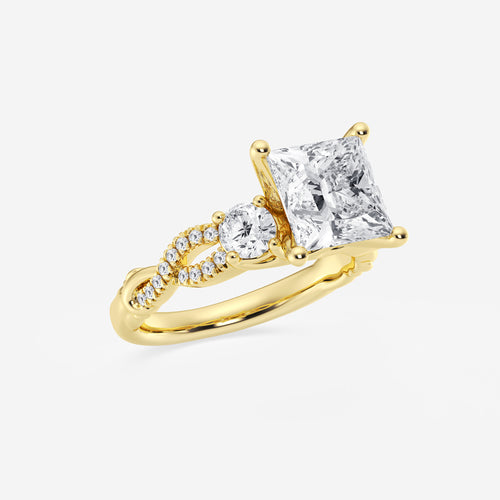 6.61 ctw Princess Lab-Grown Diamond Side Stone Engagement Ring in 14K Yellow Gold for Women | Colorless E, VS1 Clarity, IGI Certified 6.00 ct Center Diamond