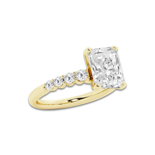 3.54 ctw Radiant Lab-Grown Diamond Side Stone Engagement Ring in 14K Yellow Gold for Women | Colorless D, VVS1 Clarity, IGI Certified 3.00 Ct Center Diamond