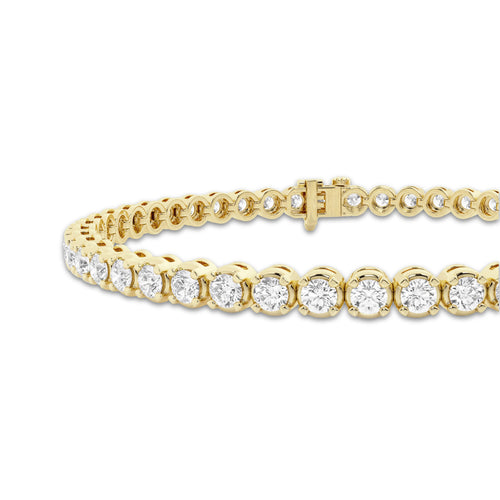 5 ctw Round Lab Grown Diamond Four-Prong Tennis Bracelet - 7 Inches 14K Yellow Gold, DE, VS1
