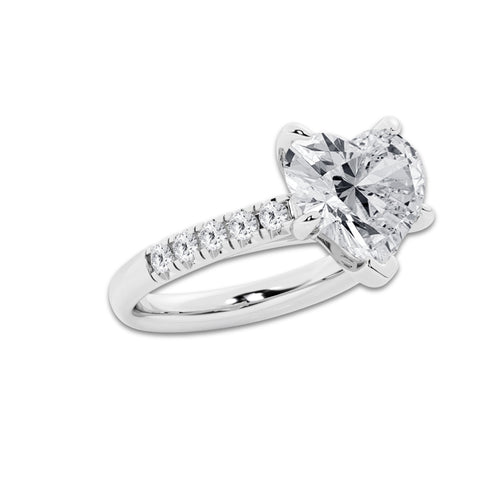 5.43 ctw Heart Lab-Grown Diamond Pave Engagement Ring in 14K White Gold for Women | E Color, VS1 Clarity, IGI Certified 5.00 ct Center Diamond