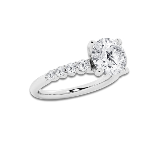 3.54 ctw Round Lab-Grown Diamond Side Stone Engagement Ring in 14K White Gold for Women | Colorless D, VVS1 Clarity, IGI Certified 3.00 Ct Center Diamond