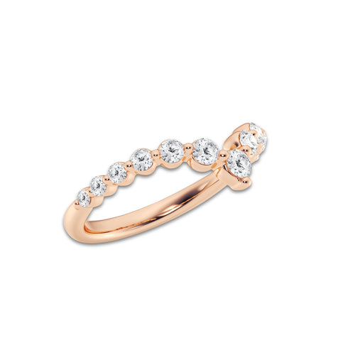 Greer 1/2 ctw Round Lab Grown Diamond Floating Curve Stackable Ring 14K Rose Gold, DE, VS1 | 0.09 ct Center