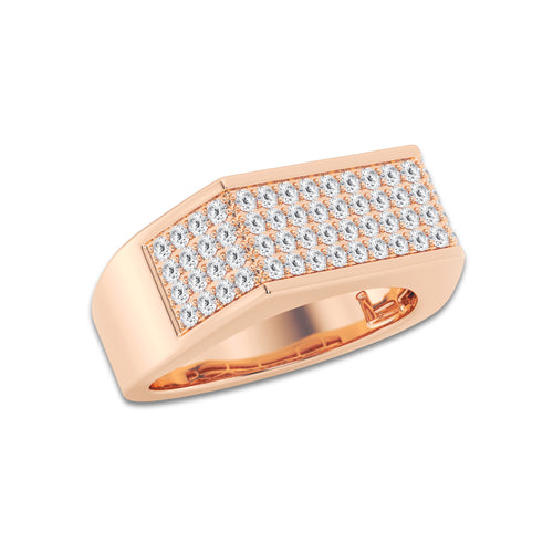 1 1/3 ctw Round Lab Grown Diamond Rectangular Wedding Band 14K Rose Gold, DE, VS1