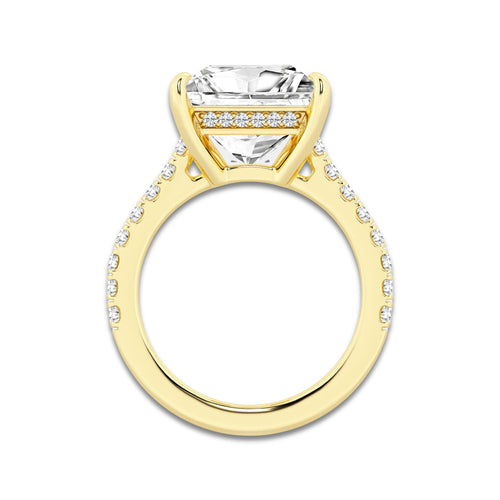 4.35 ctw Princess Lab-Grown Diamond Hidden Halo Side Stone Engagement Ring in 18K Yellow Gold for Women | Colorless E, VS1 Clarity, IGI Certified 4.00 ct Center Diamond