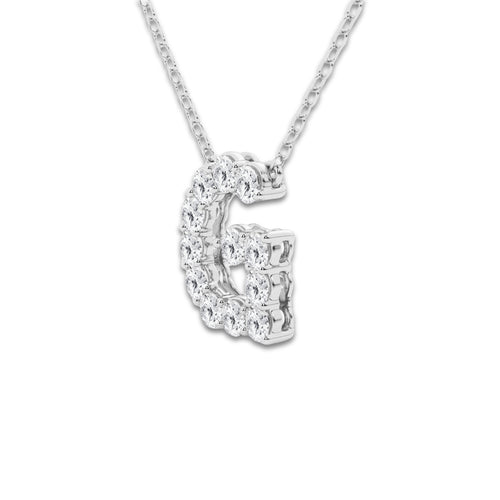 2/5 ctw Round Lab Grown Diamond Initial G Personalized Pendant Platinum, DE, VS1