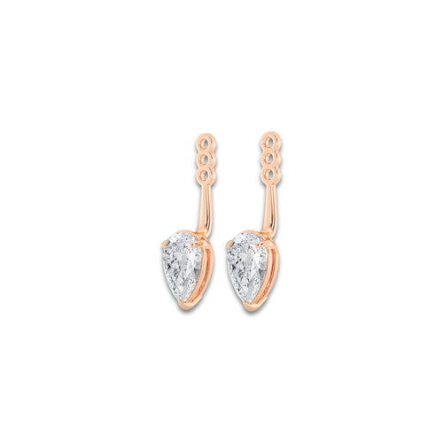 1 1/2 ctw Pear Lab Grown Diamond Drop Earring Jackets 14K Rose Gold, E, VS1