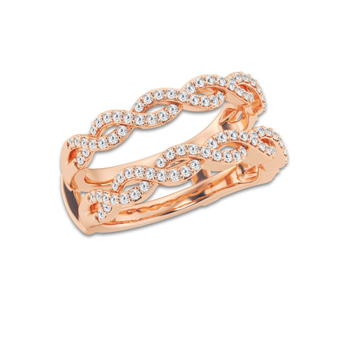 June 1/2 ctw Round Lab Grown Diamond Braided Ring Enhancer 14K Rose Gold, DE, VS1