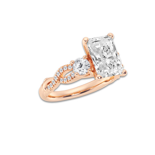 7.61 ctw Radiant Lab-Grown Diamond Side Stone Engagement Ring in 14K Rose Gold for Women | Colorless D, VVS1 Clarity, IGI Certified 7.00 ct Center Diamond