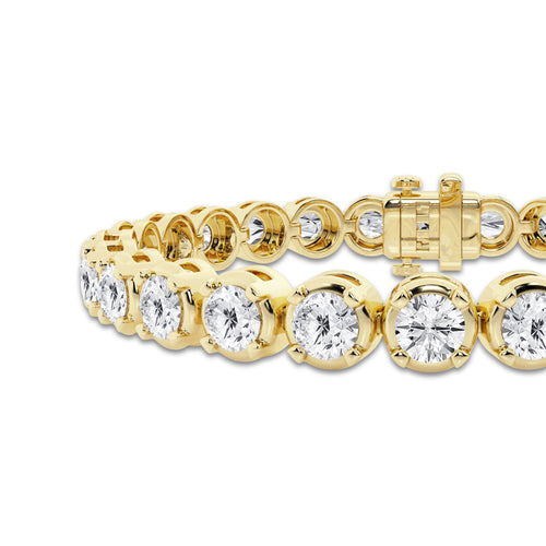 12 ctw Round Lab Grown Diamond Four Prong Tennis Bracelet -7 Inches 14K Yellow Gold, DE, VS1