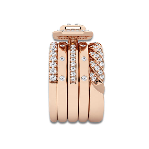 Opus 2 1/3 ctw Emerald Lab Grown Diamond East-West Five Piece Band 14K Rose Gold, E, VS1 | IGI Certified, 1 1/2 ct Center