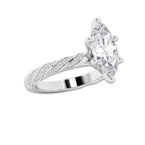 3.44 ctw Marquise Lab-Grown Diamond Twisted Band Engagement Ring in Platinum for Women | Colorless E, VS1 Clarity, IGI Certified 3.00 ct Center Diamond