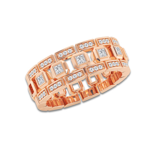 1/2 ctw Princess Cut Lab Grown Diamond Modern Wedding Band 14K Rose Gold, DE, VS1