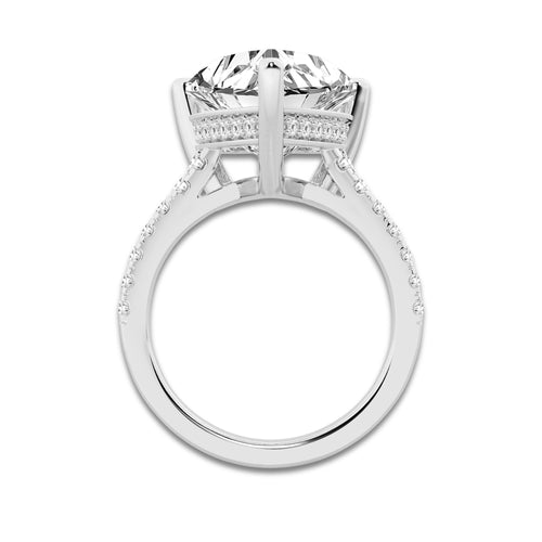 8.46 ctw Heart Lab-Grown Diamond Hidden Halo Side Stone Engagement Ring in 18K White Gold for Women | Colorless E, VS1 Clarity, IGI Certified 8.00 ct Center Diamond