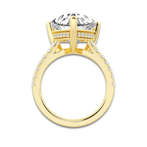 8.46 ctw Heart Lab-Grown Diamond Hidden Halo Side Stone Engagement Ring in 18K Yellow Gold for Women | Colorless E, VS1 Clarity, IGI Certified 8.00 ct Center Diamond