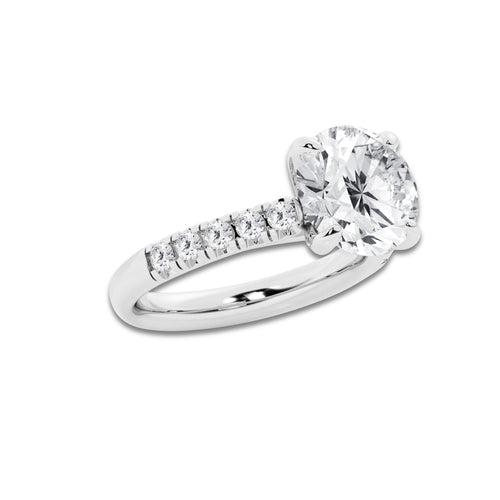 4.43 ctw Round Lab-Grown Diamond Pave Engagement Ring in Platinum for Women | D Color, VVS1 Clarity, IGI Certified 4.00 ct Center Diamond