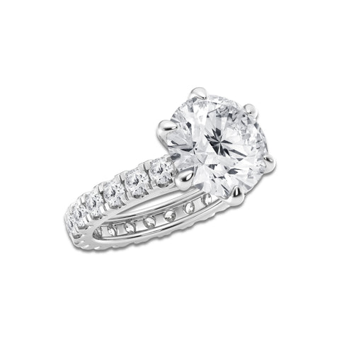 Liz 7 1/8 ctw Round Lab Grown Diamond Eternity Engagement Ring Platinum, D, VVS | IGI Certified, 5 3/5 ct Center