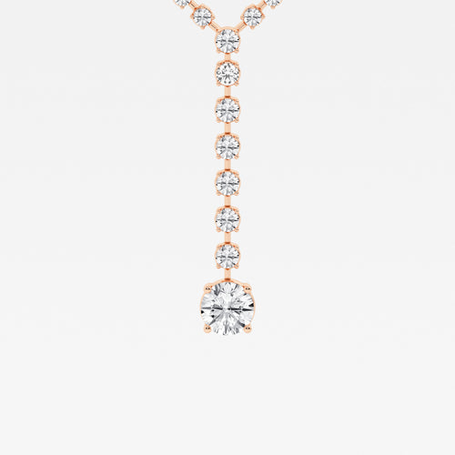 16 1/2 ctw Round Lab Grown Diamond Lariat Tennis Necklace 18K Rose Gold, DE, VS1 | 3 ct Center