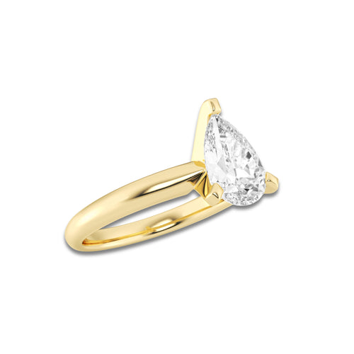 2.00 ctw Pear Lab-Grown Diamond Minimalist Engagement Ring in 14K Yellow Gold for Women | D Color, VVS1 Clarity, IGI Certified