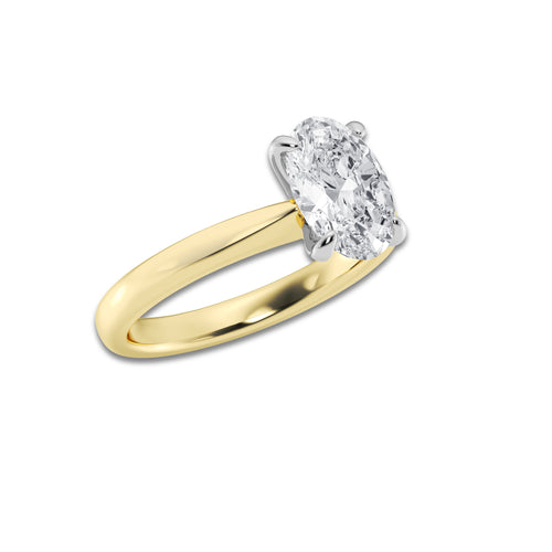 2.00 ctw Oval Lab-Grown Diamond Solitaire Engagement Ring in 14K White Gold And Yellow Gold for Women | Colorless D, VVS1 Clarity, IGI Certified