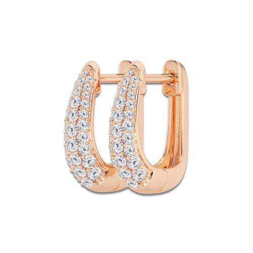 1/2 ctw Round Lab Grown Diamond Tapered Petite Hoop Earrings 14K Rose Gold, DE, VS1