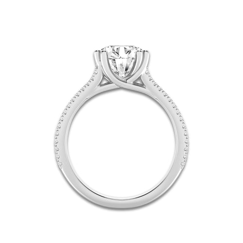 2 1/3 ctw Round Lab Grown Diamond Double Heart Shape Prong Split Shank Side Stone Engagement Ring Platinum, E, VS1 | 2 ct Center