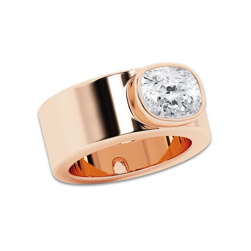 Sonatina 2 1/2 ctw Elongated Cushion Lab Grown Diamond East West Bezel Set Cigar Band 14K Rose Gold, E, VS1 | IGI Certified, 2 1/2 ct Center