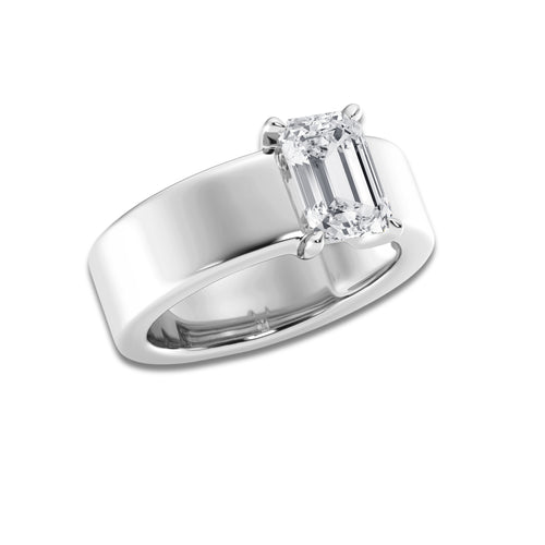 2 ctw Emerald Lab Grown Diamond 6mm Bold Solitaire Engagement Ring Platinum, D, VVS | 2 ct Center