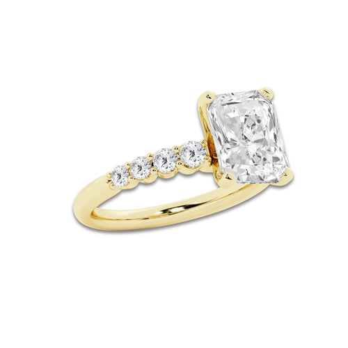 4.66 Ct Radiant Lab-Grown Diamond Half Eternity Engagement Ring in 14K Yellow Gold for Female, Colorless (D), VVS1 Clarity | IGI Certified, 4.00 Ct Center Diamond