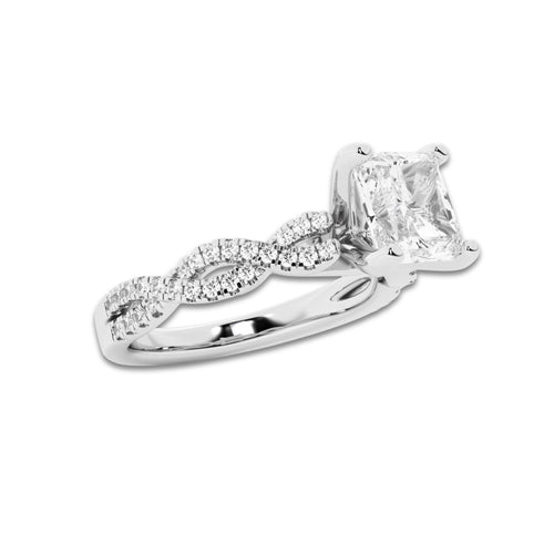 2.25 ctw Asscher Lab-Grown Diamond Twisted Shank Engagement Ring in Platinum for Women | D Color, VVS1 Clarity, IGI Certified 2.00 ct Center Diamond