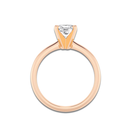 1.00 ctw Cushion Lab-Grown Diamond Minimalist Engagement Ring in 14K Rose Gold for Women | E Color, VS1 Clarity, IGI Certified