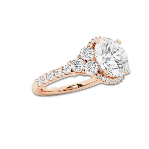 4 ctw Round Lab Grown Diamond Halo Engagement Ring 18K Rose Gold, E, VS1 | 3 ct Center