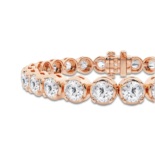 15 ctw Round Lab Grown Diamond Four Prong Tennis Bracelet -6 Inches 14K Rose Gold, DE, VS1