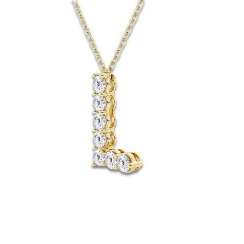 2/5 ctw Round Lab Grown Diamond Initial L Personalized Pendant 14K Yellow Gold, DE, VS1