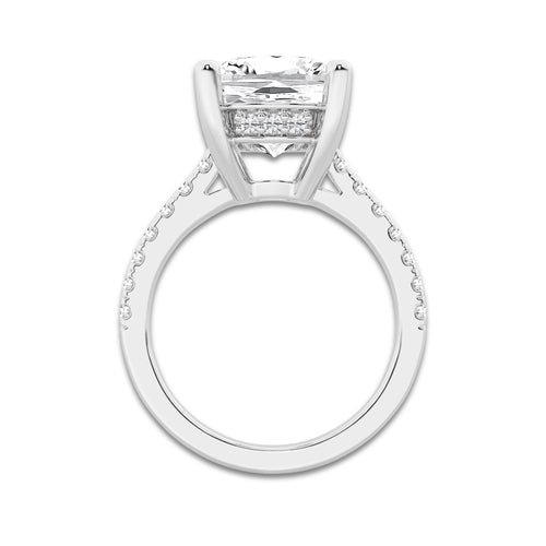 7.46 ctw Elongated Cushion Lab-Grown Diamond Hidden Halo Side Stone Engagement Ring in Platinum for Women | Colorless D, VVS1 Clarity, IGI Certified 7.00 ct Center Diamond