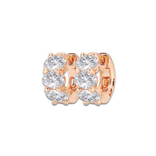 3 ctw Oval Lab Grown Diamond Huggie Hoop Earrings 14K Rose Gold, DE, VS1