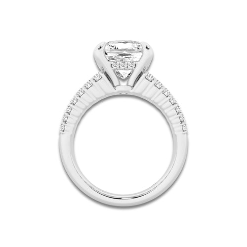 4 1/3 ctw Cushion Lab Grown Diamond Hidden Halo Engagement Ring Platinum, D, VVS | 3 ct Center