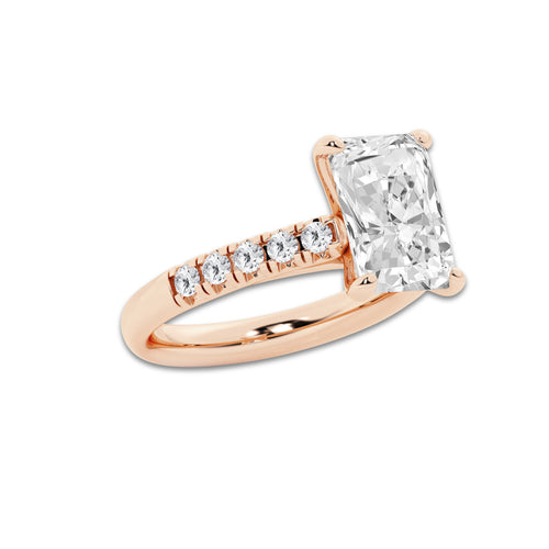 4.43 ctw Radiant Lab-Grown Diamond Pave Engagement Ring in 14K Rose Gold for Women | D Color, VVS1 Clarity, IGI Certified 4.00 ct Center Diamond